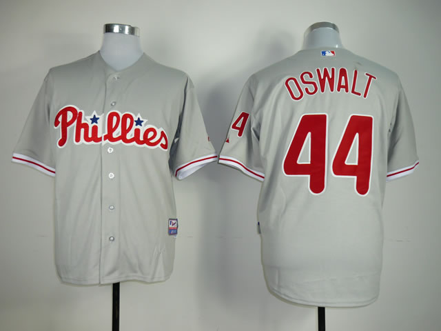 Men Philadelphia Phillies 44 Oswalt Grey MLB Jerseys